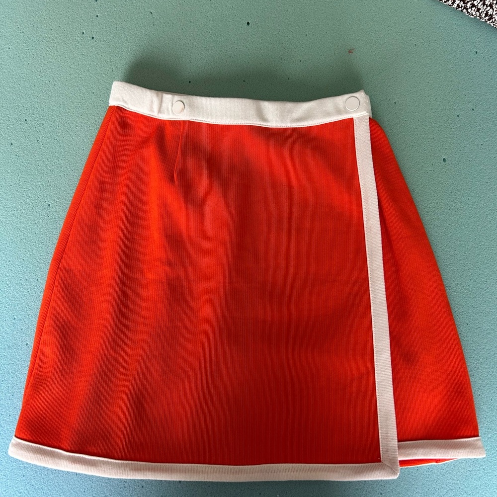 Urban Outfitters Orange and White Asymmetrical Mini Skirt